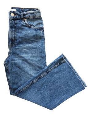Zara The Trute Wide Leg Jeans Women's US 2 High Rise Cropped Wide Leg Raw Hem